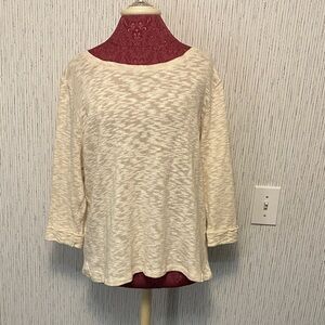 Women's Rebecca Malone XL Knit Beige 3/4 Sleeve Cream Color Blouse